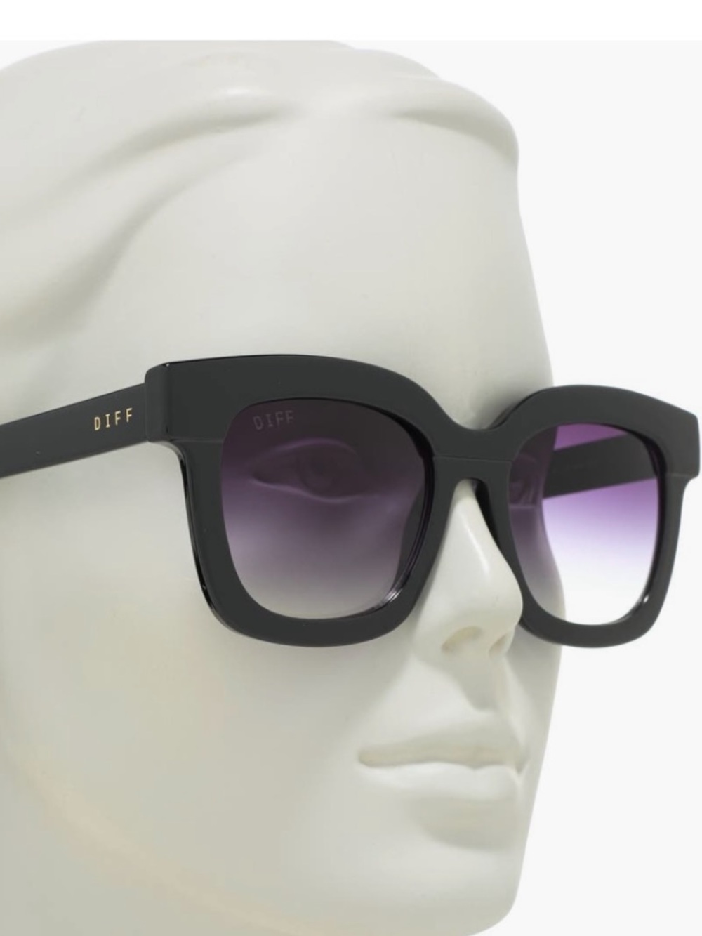 Diff Makay LT Eyewear  56mm Shiny Black Frames with Gradient Lenses
